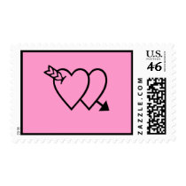 Valentine - Wedding - Love = Heart Postage Stamp