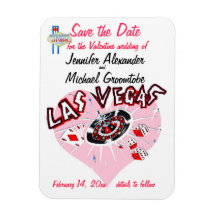Valentine Wedding Save the Date Vegas Pink Flexible Magnets
