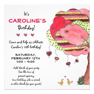 Valentines, Birthday Party Invitation