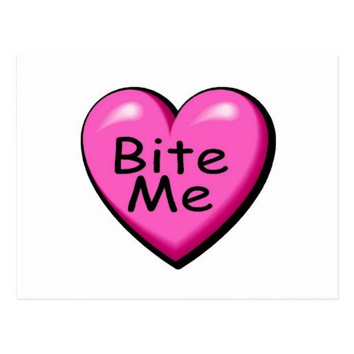 Valentines Bite Me Heart Postcard
