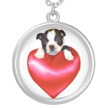 Valentines boston terrier necklace