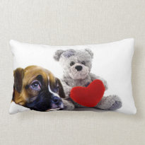 Valentine's boxer puppy pillow
