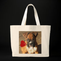 Valentine's Boxer puppy tote bag bags