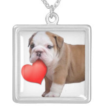 Valentines Bulldog puppy necklace