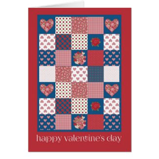 Valentine's Card, Hearts, Roses, Faux-patchwork
