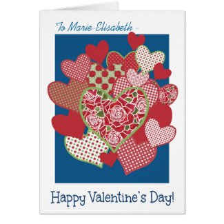 Valentine's Card to Personalise, Hearts, Roses