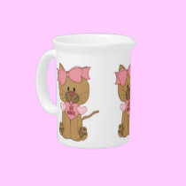 Valentines Cat Be Mine Heart pitchers