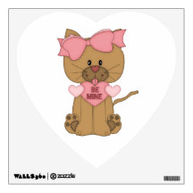 Valentines Cat Be Mine Heart Wall Decals