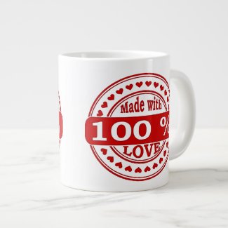 Valentine's Coffee Mug "100%" Extra Large Mugs