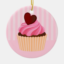 Valentine's Cupcake with Pink Frosting Ornaments