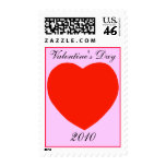 Valentine's Day 2010, Red Heart Pink Background Stamp
