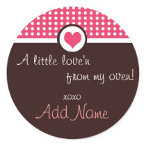 Valentine's Day "a little love'n from my oven" stickers