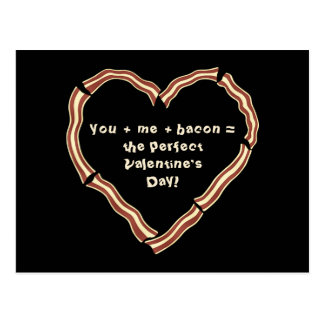 Valentine's day bacon heart postcards
