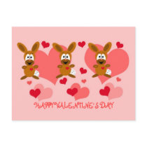Valentine's Day Bunnies Postcard by Derora Valentine's Day Bunnies Postcard
