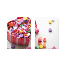 Valentines Day Candy Hearts Wrapped Canvas Stretched Canvas Print