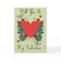 Valentine's Day Card - Flower Heart Green