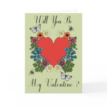 Valentine's Day Card - Flower Heart Green