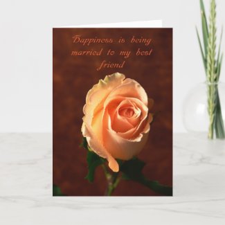 Valentine's day card -Peach rose Happiness is.... card