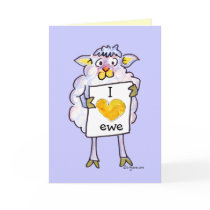 Valentines Day Cartoon Sheep Greeting Cards