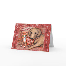 Valentine's Day Cat and Dog Love Card card