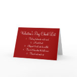 Valentine's Day Checklist Greeting Card