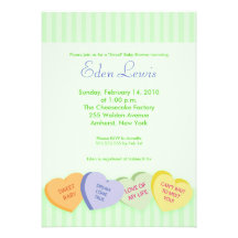 Valentines Day Conversation Heart Baby Shower Custom Announcement
