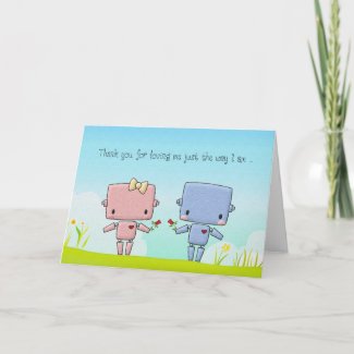 Valentine's Day Cute Robot Couple card