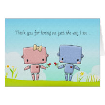 Valentine's Day Cute Robot Couple Cards