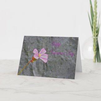 Valentines Day delicate Pink flower and Stone Card