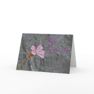 Valentines Day delicate Pink flower and Stone Card