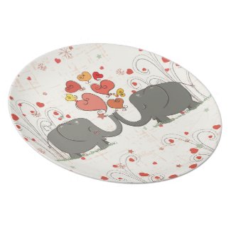 Valentine's Day Elephants plate