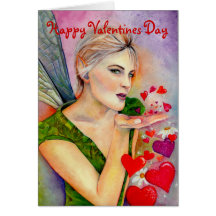 Valentines Day Fairy blowing kisses Greeting Cards