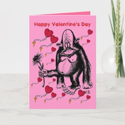 Valentine's day funny monkey card. $3.15. Funny Valentine's monkey