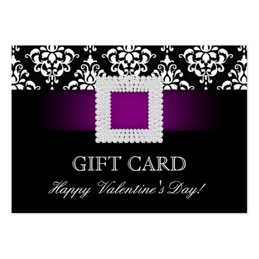 Valentine's Day Gift Card Purple Jewel Damask Business Card Templates