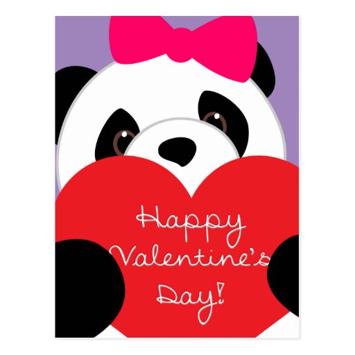 Valentine's Day Girl Panda Postcard