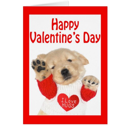 Valentine's Day Golden Retriever Puppy Card | Zazzle