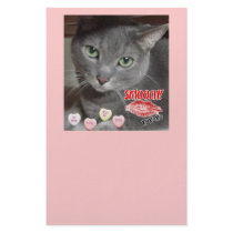 Valentine's Day Gray Cat Personalized Stationery