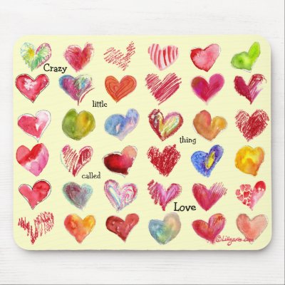 Valentines Day Hearts Mouspad Mouse Pads by lillyarts