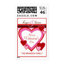 Valentine's Day Hugs and Kisses Postage Stamps