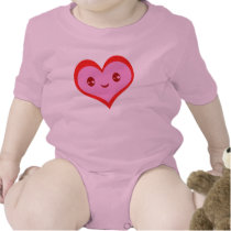 Valentine's Day Kawaii Heart Baby Bodysuit t-shirts by jamiecreates1 Valentine's Day Kawaii Heart Baby Bodysuit t-shirts