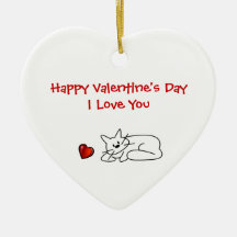 Valentine's Day Kitty & Heart Christmas Ornament