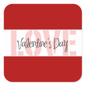 Valentine's Day LOVE Gifts Red Pink White Stripe Sticker