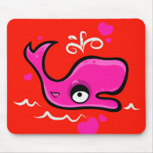 Valentine's Day Lovey Dovey Whale Illustration Mouse Pads
