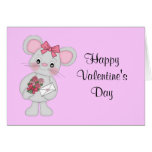 Valentine's Day Mouse with Flowers Card