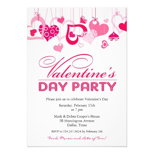 Valentine's Day Party Invitation Flat Card (front side)