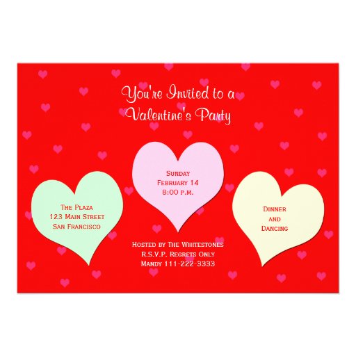 Valentines Day Party Invitation - Red Valentine (front side)