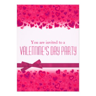 Valentine's day party pink hearts invitation
