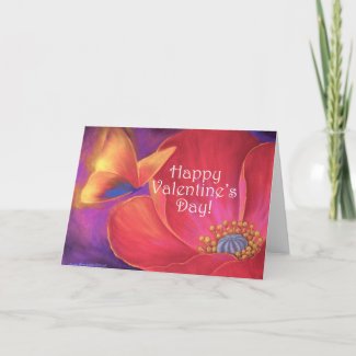 Valentine's Day Pink Poppy Butterfly - Multi card