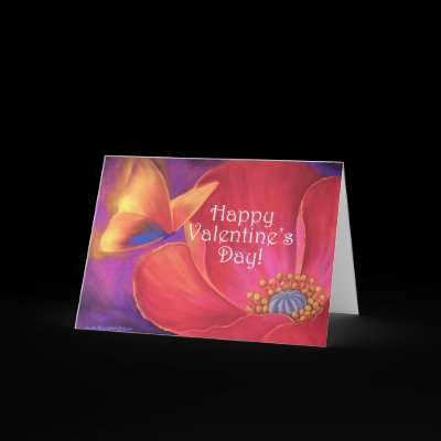 Valentine's Day Pink Poppy Butterfly - Multi Cards by JUDERM