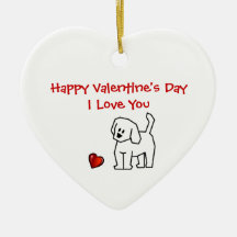 Valentine's Day Pup & Heart Christmas Tree Ornament